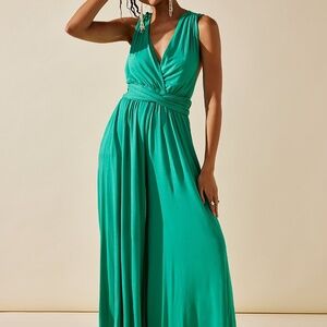 NWT Free People Beach Dani Convertible Open-Back Small Jumpsuit Kelly Green